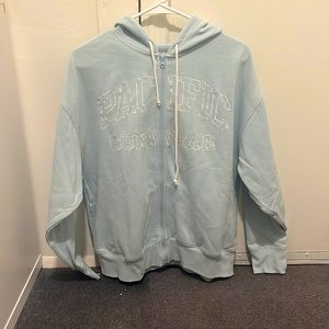 pacsun light blue zip up hoodie